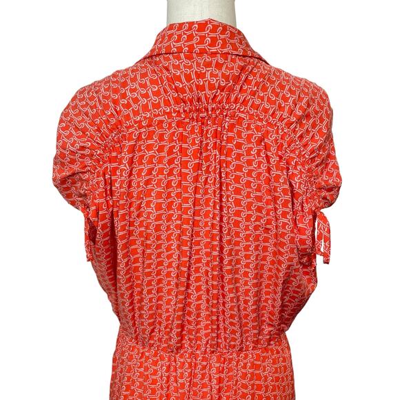 Maeve Anthropologie Carlotta Ruched Shirtdress Pullover Ruched Orange Size Small - Picture 9 of 16